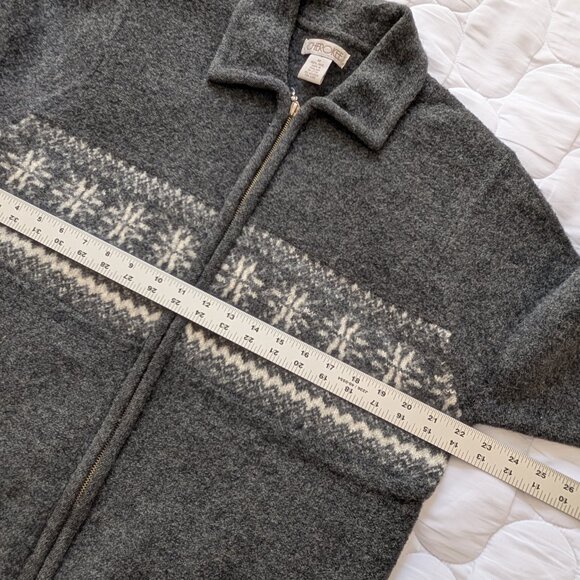Cherokee wool full zip front jacket snowflake fair isle Medium EUC - Picture 5 of 9